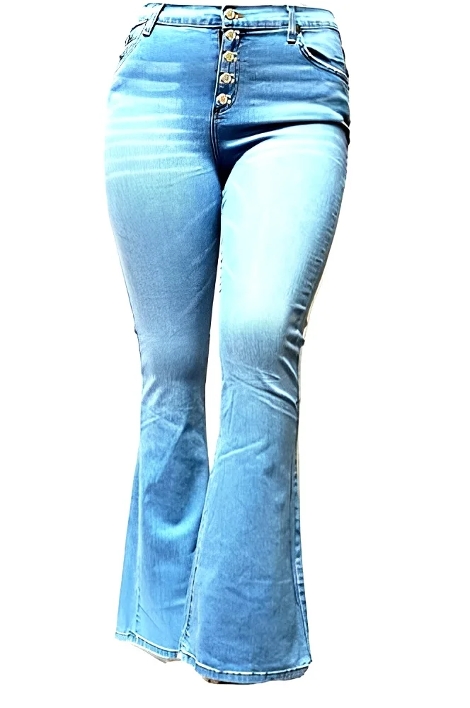 Jack David /Sweet Look High Waist Juniors Womens Plus 70s Flared Bell Bottom Bootcut Denim Jeans Pants