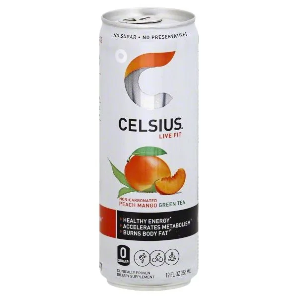 146613 Sparkling Peach Mango Green Tea Energy Drink - 12 Oz.