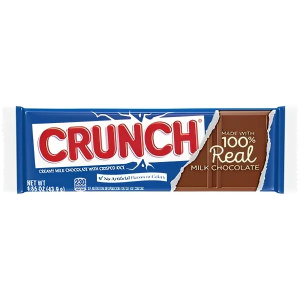 CRUNCH Chocolate Bar Single  Creamy Milk Chocolate with Crisped Rice  1.55 Oz