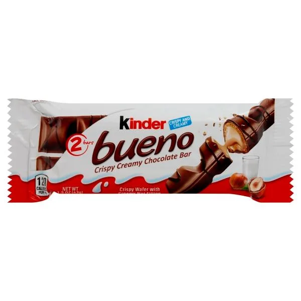 Kinder Bueno Milk Chocolate and Hazelnut Cream  Stocking Stuffers  1.5 Oz  2 Bar Pack