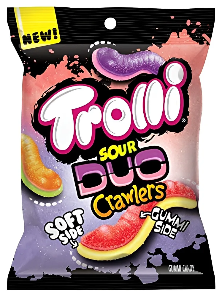 Trolli Sour Brite Duo Crawlers  Gummy Worm Candy  4.25 Oz