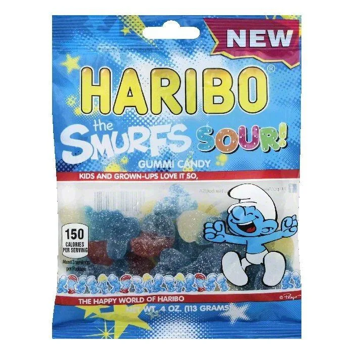 Haribo the Smurfs Sour! Gummy Candy  4 Oz.