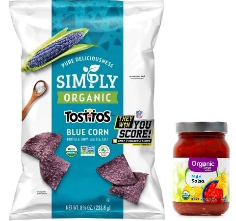 Frito Lay Simply Organic Tostitos Blue Corn Tortilla Chips 8.25 Oz