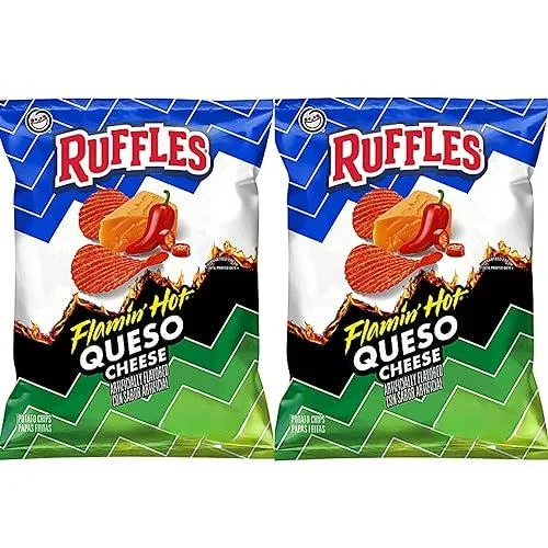 Ruffle Flamin Hot Queso(Cheese)(2 Pack)(8oz Bags)