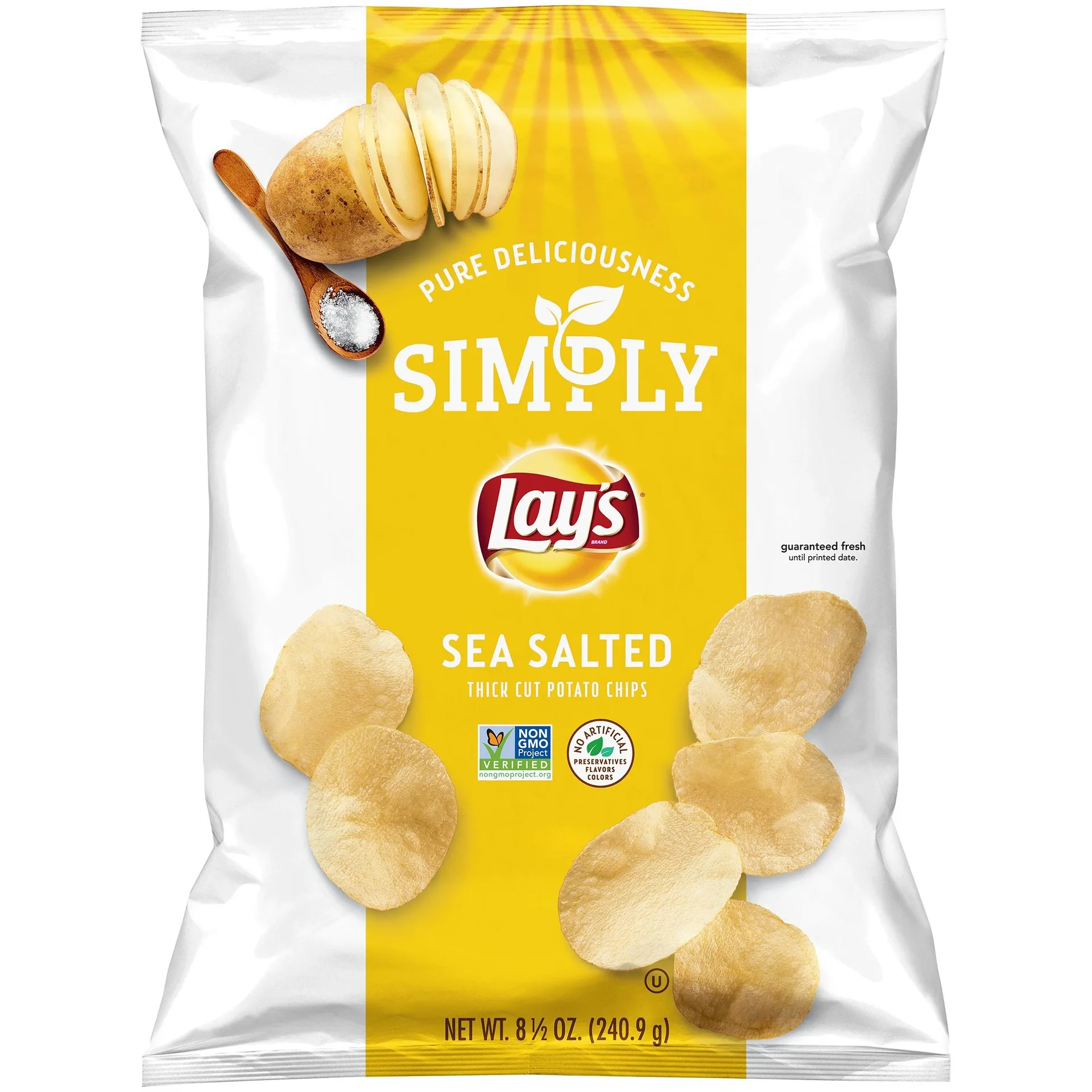 Simply Lay S Sea Salted Thick Cut Potato Chips  8.5 Oz Bag