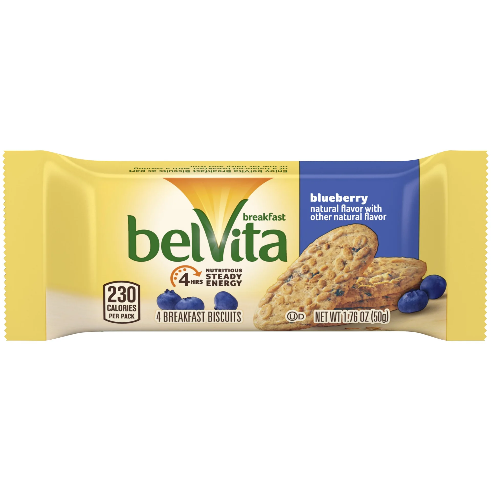 BelVita Breakfast Biscuits - Individually Wrapped, Hydrogenated Oil-free, Sweetener-free - Blueberry - 1.76 Oz - 8 / Box
