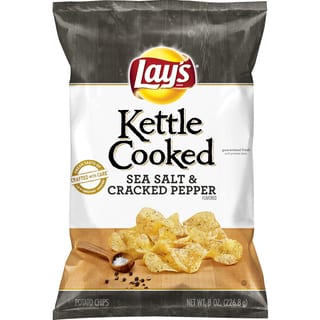 Lay S Kettle Sea Salt & Cracked Pepper Cooked Potato Chips  8 Oz.